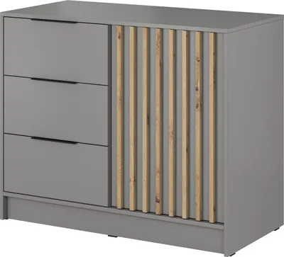 Obrázek produktu pro Nábytek24 Nelly 1D3S komoda 155 cm s lamelami 2 dvířka 3 zásuvky šedá/dub artisan