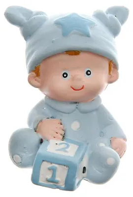 Produktbild von Baby-Dekoration Figuren Set für Geburt & Taufe, hellblau, je 2x4 cm