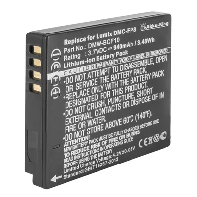 Produktbild von Akku kompatibel mit Panasonic DMW-BCF10E - Li-Ion 940mAh - für Lumix DMW-BCF10 DMC-F2K, DMC-F2P, DMC-F2S, DMC-F3, CGA-S009, CGA-S106C