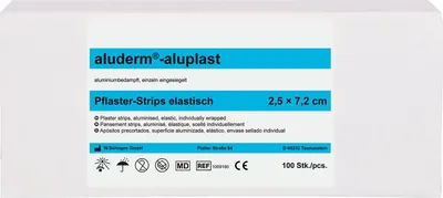 Produktbild von SÖHNGEN® 1009180 aluderm®-aluplast Pflaster-Stripes - elastisch, 2,5x7,2 cm, 100 Stück