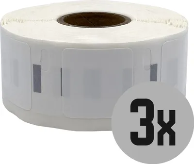 Produktbild von DULA Dymo kompatible Etiketten, 25 x 25 mm, Weiß, Polypropylen, Selbstklebend, 3 Rollen, 850 Etiketten pro Rolle