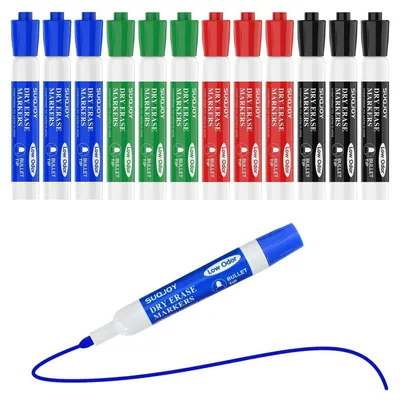 Produktbild von Whiteboard Marker 12er Set, 4 Farben, 2,7 mm Rundspitze, Abwischbar