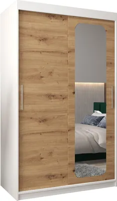 Produktbild von MEBLE KRYSPOL Promo 2120 Schlafzimmerschrank zwei Schiebetüren - Mattweiß + Artisan