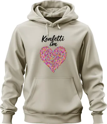 Produktbild von Konfetti Herz bunt Liebe Party Geburtstag Geschenk Valentinstag Uni Hoodie Kapuzenpullover, Natur, M
