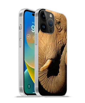 Produktbild von MuchoWow® Handyhülle Schutzhülle Hülle für Apple iPhone 14 Pro - Softcase Elefant - Tiere - Nahaufnahme - Schwarz Silikon Softcase Handy Hülle - Umschlag