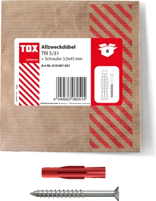 Productafbeelding van TOX 010601021 TOX TRI 5/31 010601021 Dübel- und Schrauben-Sortiment Ø 5 mm x 31 mm, 6 St.