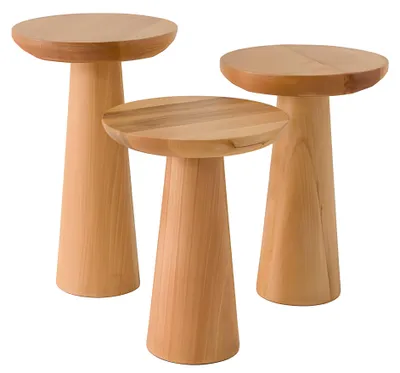 Produktbild von Set von 3 Beistelltischen aus Holz in Braun für modernes