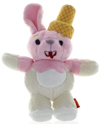 Produktbild von WhimWham Vampir Hase Plüschtier mit Eiswaffel – Kawaii Horror Kuscheltier 20 cm – Spooky Bunny für Halloween Fasching Gothic Fans