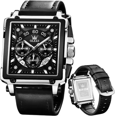 Produktbild von Herrenuhren Lederarmband Chronograph Japanische Quarz Herren Uhr mit Datum Wasserdicht Klassische Elegantes Armbanduhr Herren Geschenk