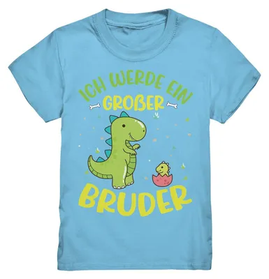 Produktbild von Niedlicher Dino Großer Bruder T-Shirt – Sky Blue / 152/164 (12-14)