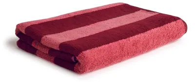 Zdjęcie produktu dla Ręcznik do kąpieli Möve Superwuschel, wzór paskowy, 80 x 150 cm, wykonany w 100% z bawełny, kolor: Ruby/C