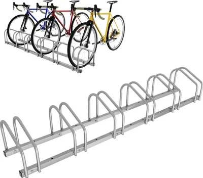 Produktbild von Fahrradständer für 2-6 Fahrräder, Aufstellständer Fahrrad Ständer, 35-55 mm Reifenbreite Mehrfachständer, Silber - 6 Fahrräder