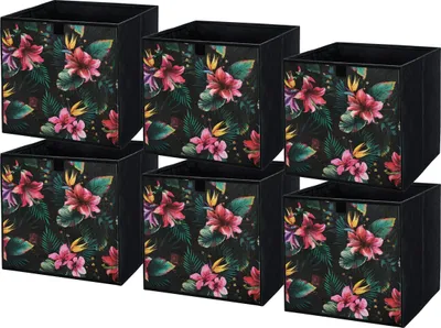 Produktbild von Lavita Storage Box | faltbare Aufbewahrung Boxen 31 x 31 x 31 cm | Schubladen-Organizer Box| Ordnungssysteme für Kleidung | Kleideraufbewahrung & Organisation | Blumen | 6 stück