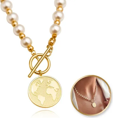 Immagine prodotto di Collana in acciaio chirurgico placcato oro 14k, tonalità oro chiaro, lunghezza catena 46 cm