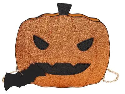 Imagen del producto de Bolso de hombro con diseño de calabaza de Halloween, fabricado en cuero sintético, ideal para disfraces y actividades de "truco o trato"