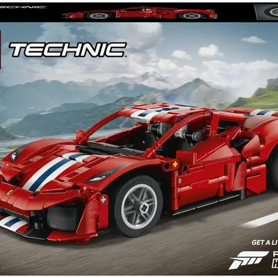 Image de Lego Technic 42235 Voiture Ferrari 488 Pista, Voiture Jouet Avec Moteur V8, Direction Et Différentiel, Cadeau Pour Enfants de 9 ans et plus