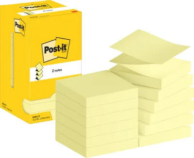 Immagine prodotto di Post-it® R330-CY Blocco note appiccicoso Z-Notes - 76 x 76 mm, giallo, 12x 100 fogli in cartone