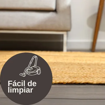 Obrázok produktu pre MY-RUG Koberec Nitin, zo 100 % juty, 200 x 200 cm, ručne tkaný, prírodný materiál, boho štýl, obojstranný