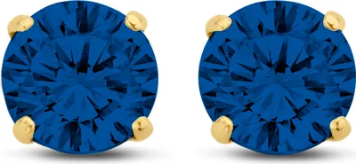 Produktbild von New Bling 9NBG-0573 Gouden Oorknopjes met Zirkonia 5mm - Donker Blauw - Rond - 14 Karaat - Goud