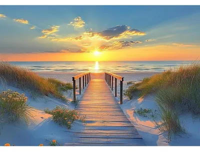 Produktbild von 5D Diamond Painting Set Sonnenuntergang Meerblick 30x40cm für Erwachsene und Kinder