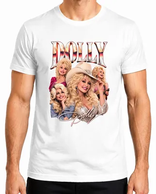 Obrázok produktu pre Tričko s potlačou Dolly Parton, country hudobná legenda, western, motív "cowgirl", biela farba, veľkosť M