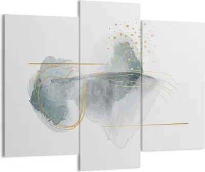 Produktbild von Bild auf Leinwand - Leinwandbild - 3 Teile - Aquarell Flecken Gold - 130x100cm - Wand Bild - Wanddeko - Wandbilder - Leinwanddruck - Bilder - Wanddekoration - Leinwand bilder - CB130x100-4830