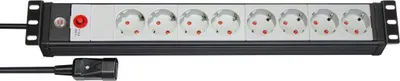 Produktbild von Brennenstuhl Premium-Line 19" Steckdosenleiste für Schaltschränke 8-fach schwarz/lichtgrau 3m H05VV-F 3G1,5 19"-Format mit Kaltgerätestecker, 1156057118