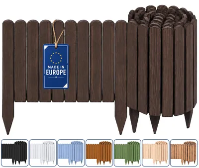 Zdjęcie produktu dla Woodygift płotek ogrodowy drewniany 200x30 cm palisada ogrodowa obrzeże trawnikowe obrzeże do rabat płotek do ogrodu orzech