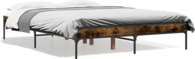 Produktbild von "2026 Promotion" Bettgestell moderne - Räuchereiche - 135x190 cm - Holzwerkstoff und Metall - Polsterbett CC30246