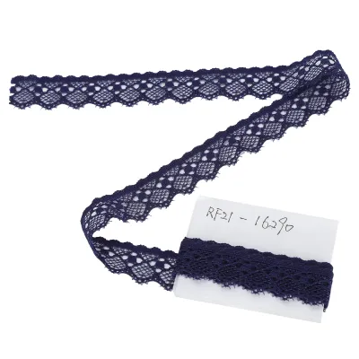 Image de Ruban de dentelle, 10 yards, 2 cm de large, bleu foncé