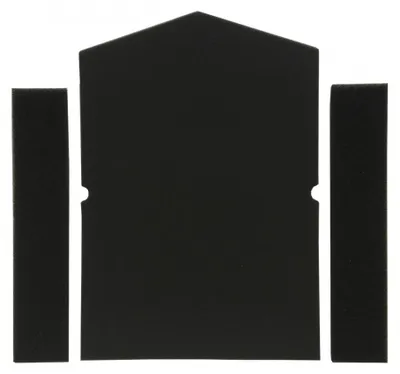 A black filter set against a white background.