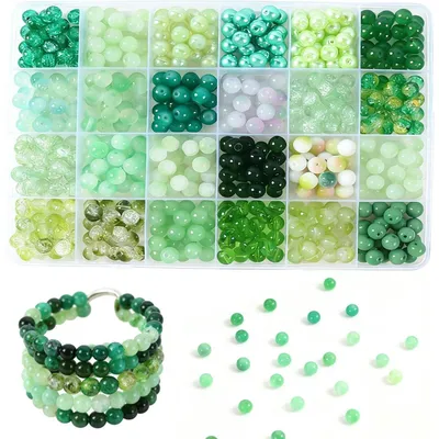 Zdjęcie produktu dla Koraliki szklane, 8 mm, 400 sztuk, 24 kolory, do nawlekania
