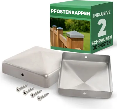 Imagen del producto de Novatool, 2 tapas para postes, 71x71 mm, galvanizadas, con tornillos. Cubierta para postes, tapa para postes de 7,1 cm, para postes de madera, postes de valla, cubiertas para postes, tapas de protección, tapas para vallas, protectores para postes
