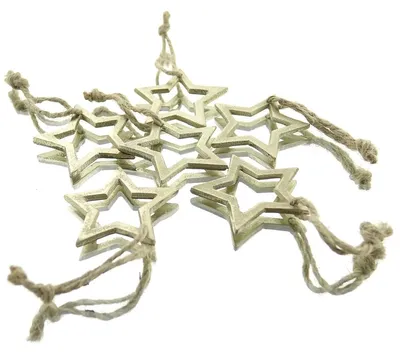 Produktbild von Weihnachtsanhänger Sterne Goldfarben Ø 5 cm aus Metall - 6er Pack