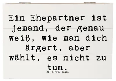 Produktbild von Mr. & Mrs. Panda Box Spruch Ehepartner Liebe 22 x 15 cm - Weiß - Geschenk, Verwandte, handgefertigt, holzschachtel, Aufbewahrungsbox Holz, persönliche Erinnerungen