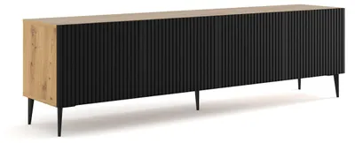 Produktbild von TV-Möbel Philaé mit 4 Türen, Holzoptik und Schwarz, 200cm