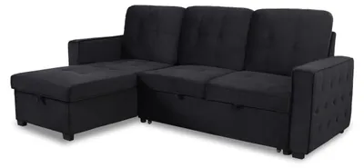 Image de MENZZO Canapé d'angle convertible moderne Delacroix Velours Noir