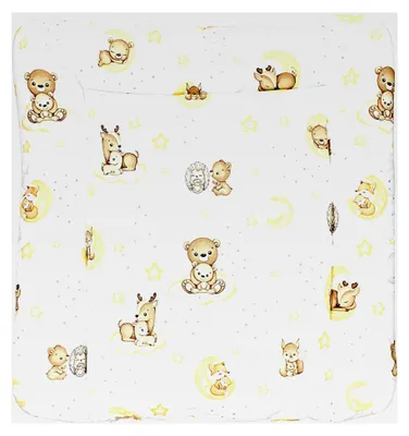 Produktbild von Wickeltischauflage für Babys mit Baumwollbezug, Muster: Tiere/Sterne/Grau, Größe: 70 x 60 cm