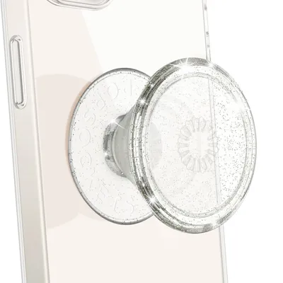 Produktbild von PopSockets Clear Glitter Silver, Griffigkeit, Silber, Durchscheinend, Universal, 1 Stück(e), 38,8 mm, 7,7 mm