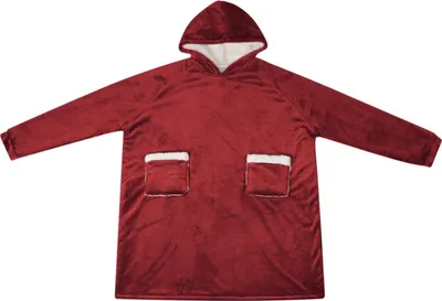 Image de vidaXL Hoodie de couverture rouge bordeaux L Toison et flanelle