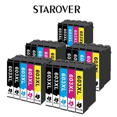 A group of ink cartridges arranged in a pyramid formation on a white background, with the brand name 'STAROVER' at the top.