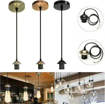 Immagine prodotto di Testa singola E27 vintage industriale porta lampada a sospensione adattatore per plafoniera 220V - Cromo