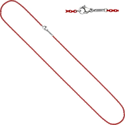 Produktbild von JOBO Rundankerkette Edelstahl rot lackiert 50 cm Kette Halskette Karabiner