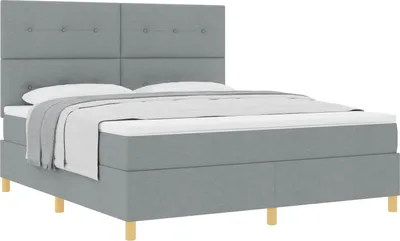 Zdjęcie produktu dla vidaXL Łóżko sprężynowe z materacem jasnoszare 180 x 200 cm tkanina