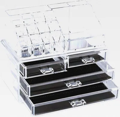 Produktbild von Make-up-Organizer mit 4 Schubladen, transparent mit Fächern