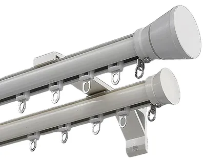 Zdjęcie produktu dla Podwójna listwa karniszowa aluminiowa, montaż ścienny, 2,2 metra, kolor biały