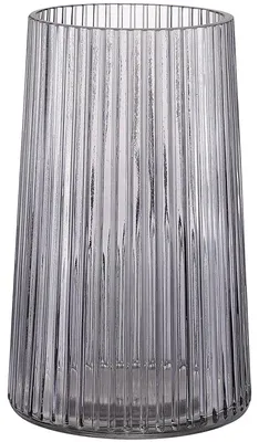 Zdjęcie produktu dla Szklany wazon 20 cm, czarny, ryflowany, do salonu