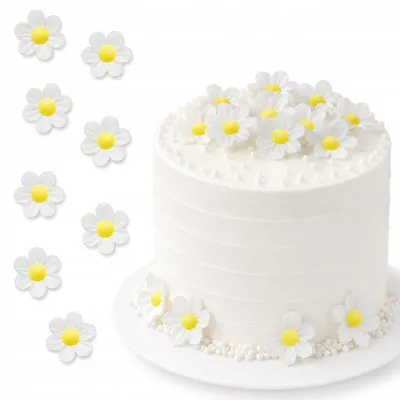 Produktbild von Weisse Waffel-Vergess-Mich-Nicht-Blüten, 3,6 Cm, 8 Stück, Dekoration Für Torte, Cupcakes Und Desserts
