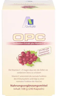 Produktbild von Avitale OPC Traubenkern Extrakt plus Vitamin C+E Kapseln, 240 St. Kapseln