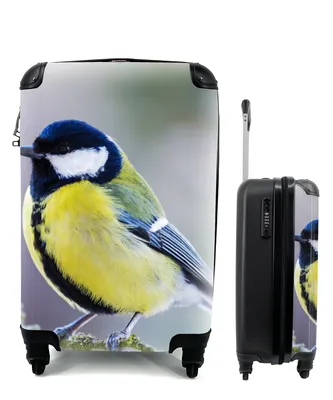 Produktbild von MuchoWow® Koffer Handgepäck Trolley Rollkoffer Kleine Reisekoffer mit 4 Rollen - Kohlmeise - Vogel - Zweig - Cabin Size < 55x40x23 cm & 55x40x20 cm - Fotokoffer - Kabinenkoffer - Boardgepäck - Reise-Box - Reisekoffer - Reisegepäck - Koffer mit Bild - Trolley für Kinder